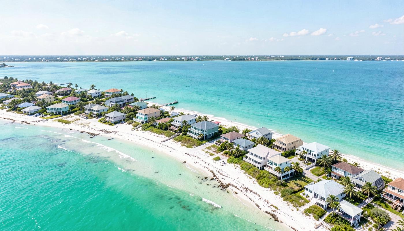 Aerial view of Gulf beach homes in Pinellas County